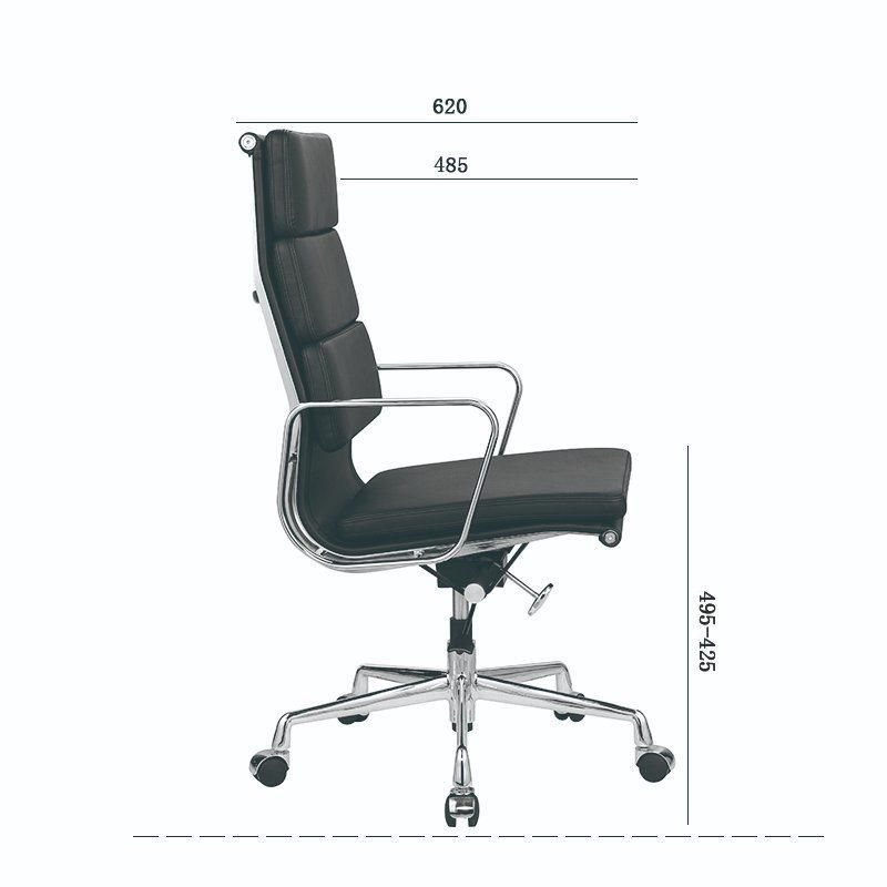 Classic Ribbed Leather Seating Ea Style Pleated Conference Executive Manager Aluminum Alloy Frame Home Office Swivel Office Chair
