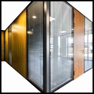 High Quality Aluminum Framed Office Partition Glass Wall Panel with Shutter