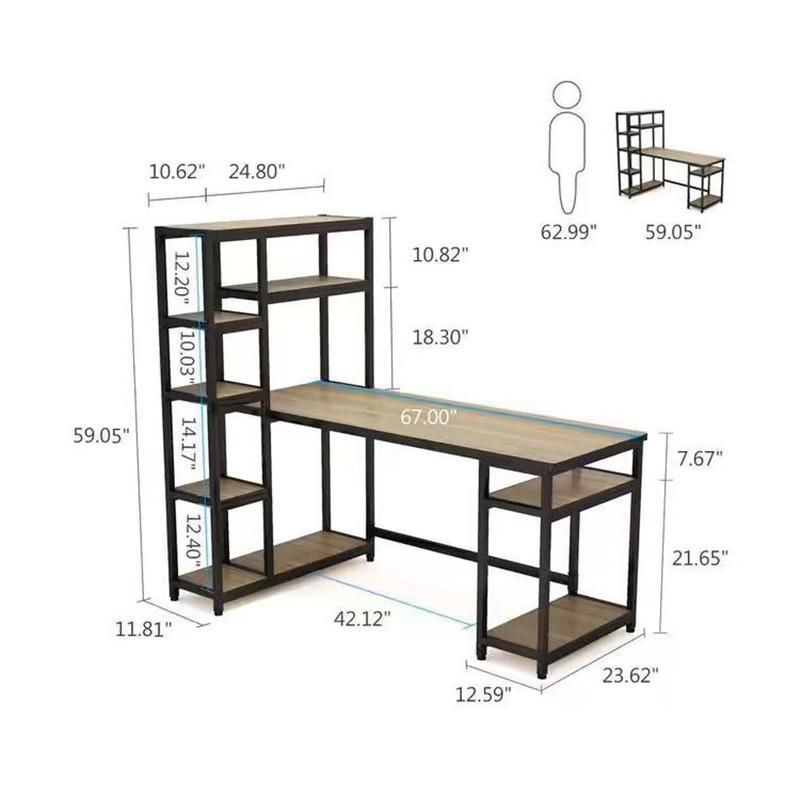 Simple and Modern Indoor Desktop Bookshelf Combination Computer Desk 0302