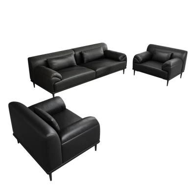 70 Cm Seat Depth Black Thick Seat Cushion 3 Piece Suits Business Sofa Set
