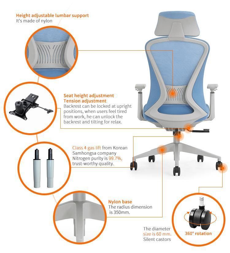 Ergonomically Designed Swivel Furniture Computer Mesh Commercial Office Chair