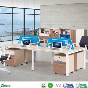 MDF Combination 4 Seaters Office Computer Desk Partitions Workstation with Metal Frame and Legs (AP1753-4)