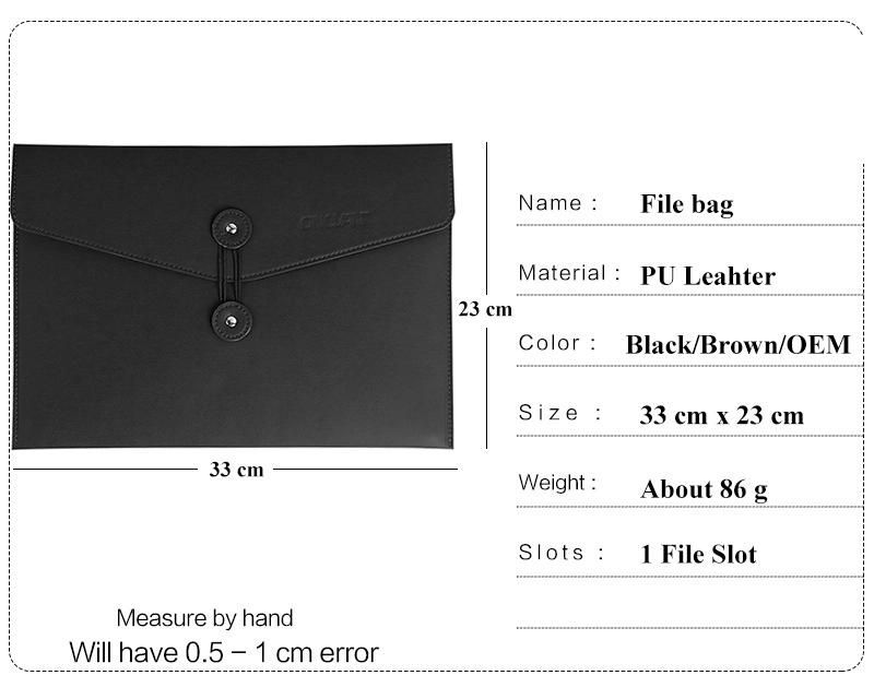 Business File Bags PU Leather Document Organizer Envelope Folder Office File Holder