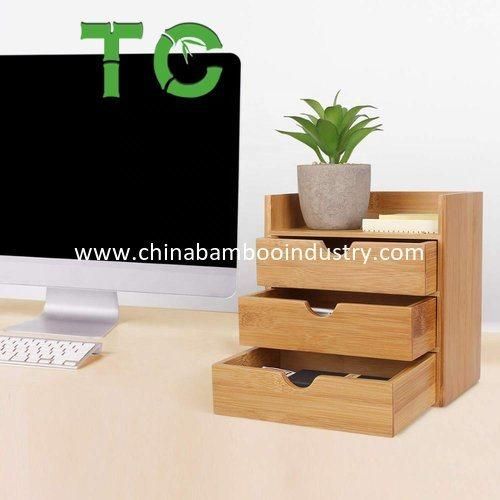 Wholesale 4-Tier Bamboo Desk Organizer- Mini Desk Storage with Drawers Tabletop Storage Organization Box Bamboo Desk Drawer