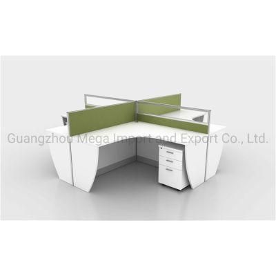 Custom Made White Color Office Work Station Tables for 4 Persons
