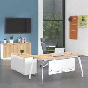 New Style Modular Wooden L-Shape Steel Legs Executive Office Desk with Modesty Panel