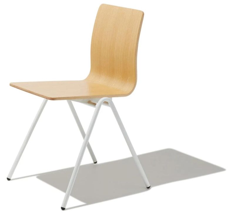 White Powder Coating Steel Frame with Bend Plywood Seat Office Chair