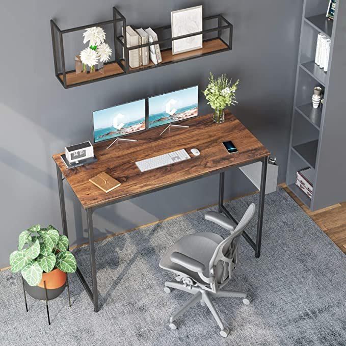 Nova Brown 40" Home Office Writing Small Desk with Storage Bag