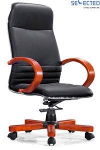 Office Wood Swivel Executive Leather Boss Chair