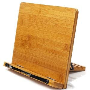 Adjustable Cook Book Holder Tray and Page Paper Clips Bamboo Book Reading Stand