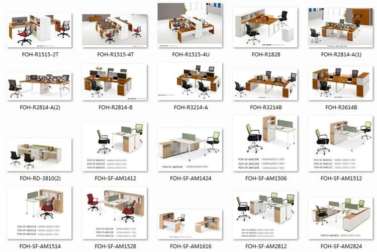 Double Rows L Shape Modular Workstation for 4 Person