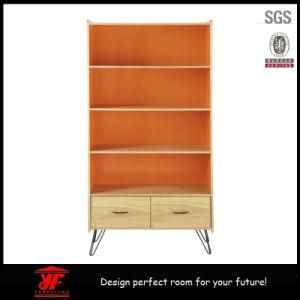 5 Tier Modern Designs Wooden Bookcase Furniture Drawer Cabinet Wtih Steel Legs