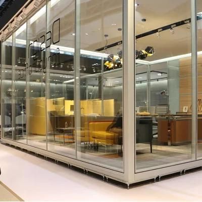 Newest Design Interior Room Divider Aluminum Frame Tempered Glass Office High Partition Wall