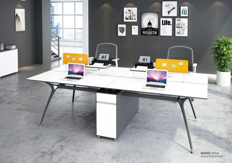 Modern Elegant Office Partition Furniture Wooden Cubicle 6 Person Workstation