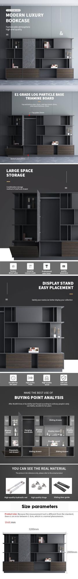 Modern Industrial Bookshelf 4 Layers Bookcase Display Unit Bookshelf