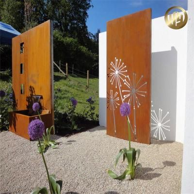Corten Steel Garden Decorative Rectangular Metal Screen/ Laser Cut Fence Panel