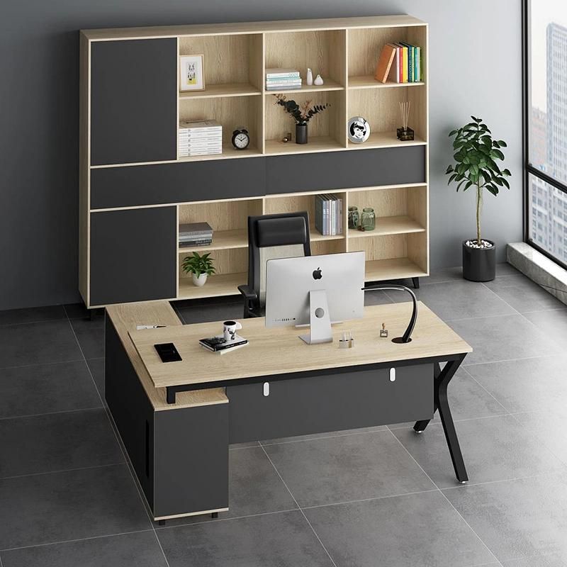 Newest Modern Design Steel Leg CEO Office Wooden Executive Desk