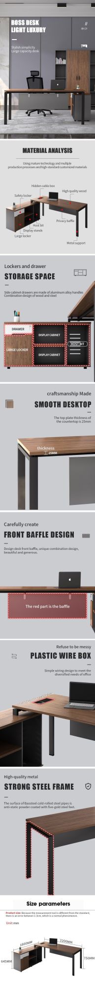 Metal Frame Legs Modern Wooden Furniture Factory Classics Office Desk Table