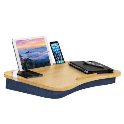 Small Bamboo Computer Desk Portable Laptop Stand with Pillow Cushion