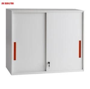 Short 2 Tiers Sliding Door Cabinet Made of Metal