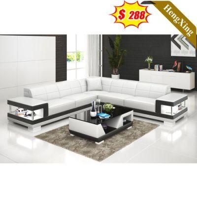Wooden Office Furniture L Shape Sofa Set Living Room White Customized Color PU Leather Sofas