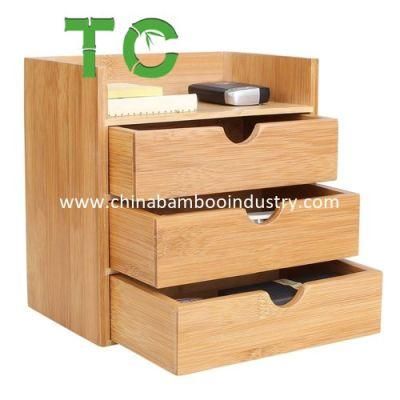 Wholesale 4-Tier Bamboo Desk Organizer- Mini Desk Storage with Drawers Tabletop Storage Organization Box Bamboo Desk Drawer