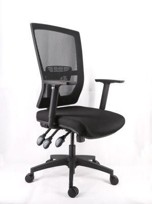 3 Lever Heavy Duty Mechanism BIFMA Standard Nylon Base and PU Castor with Adjustable Arms and Lumbar Support Chair