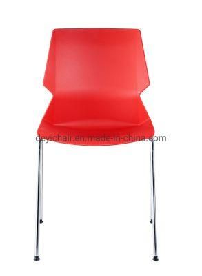 Four Foot Chrome Frame Plastic Back and Seat Cushion Optional Stackable Conference PP Colorful Chair