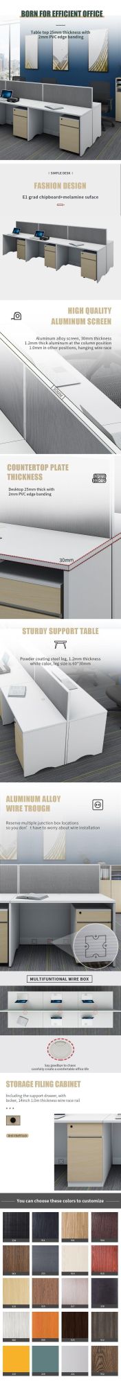 Customized Multi Person Aluminum Office Furniture Glass Partition