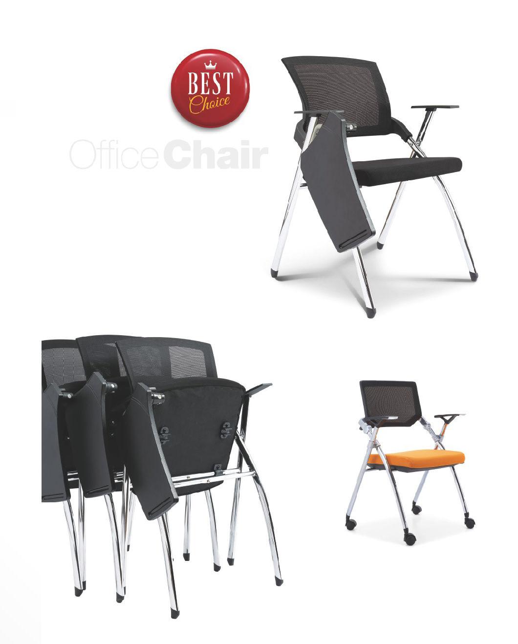 Popular Plastic Furniture School Steel Folding Visitor Conference Office Metal Training Chair with Writing Pad