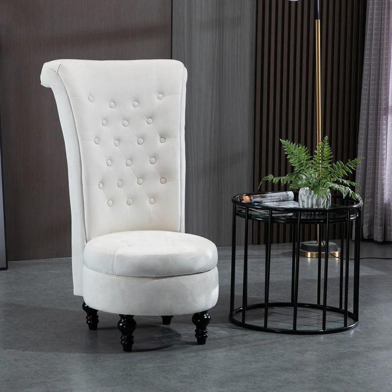 White Leather Metal Frame Leisure Chair High Density Foam Lounge Chair