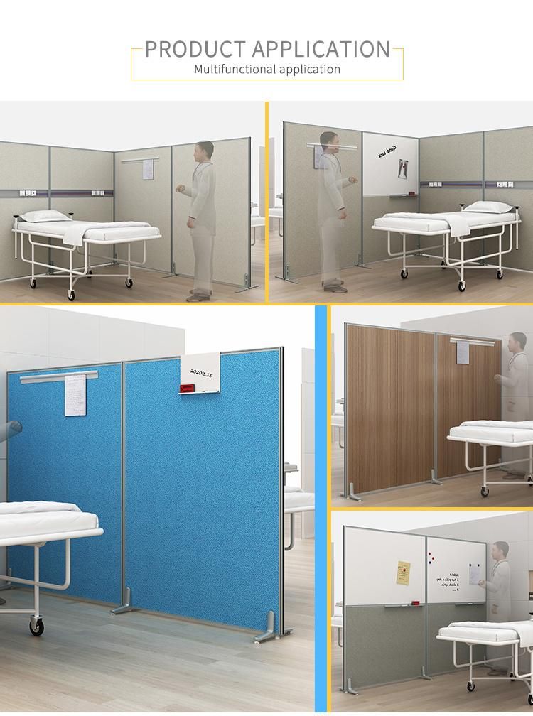 Hospital Folding Medical Curtain Hospital Bed Screen with Wheels