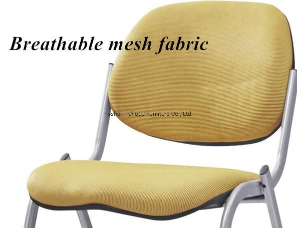 Elegant Chrome Metal Armless Office Reception School Event Fabric Chair with Cushion