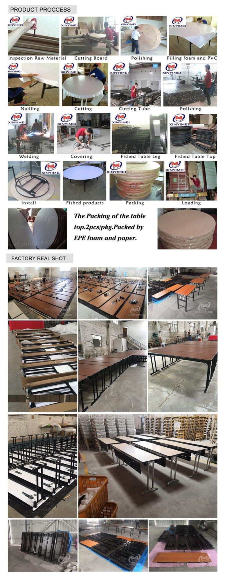 Event Furniture Folding Wooden Fireproof Board Rectangular Banquet Table