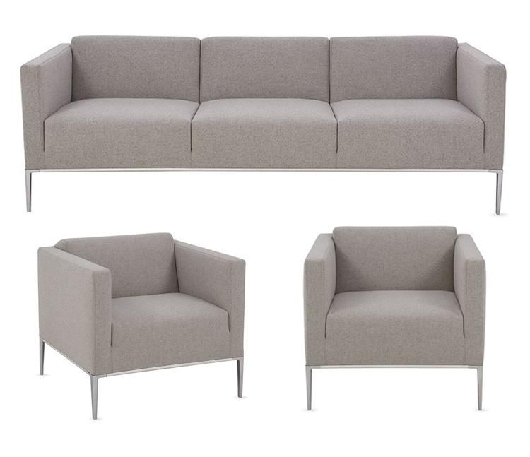 Modern Furniture Custom Fabric Leather Office Couch Set with Stainless Steel Sofa Leg