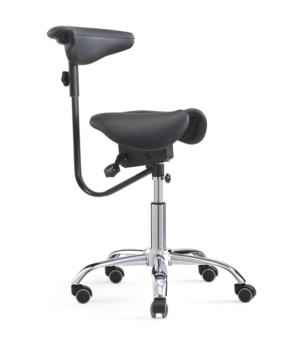 Ergonomic Saddle Seat Medical Chair Dental Assistant Stool with Adjustable Backrest Armrest