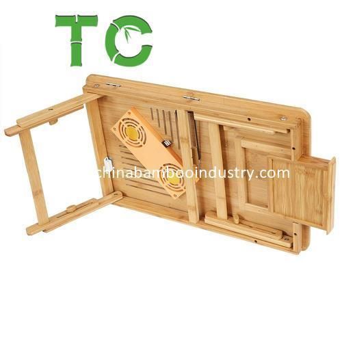 Wholesale Folding Adjustable Bamboo Laptop Desk with Cooling Stand Bed Table Tray