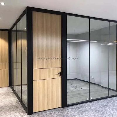 Black Color Aluminum Office Partion with Single Glass