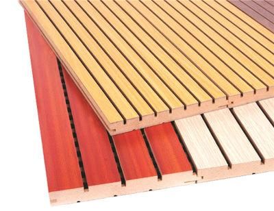 Customized Veneer Finished Grooved Soundproof Office Building Wooden Acoustic Panel