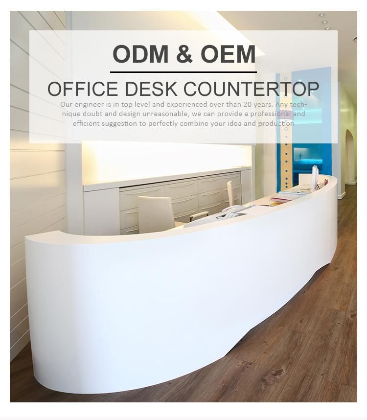 Customized Office Special Shape Acrylic Solid Surface Integration Reception Desk