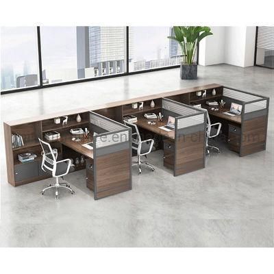 (M-WS244) Office Staff Workstation F-Shaped Cubicle Furniture Computer Desks with Cabinets and Private Partitions