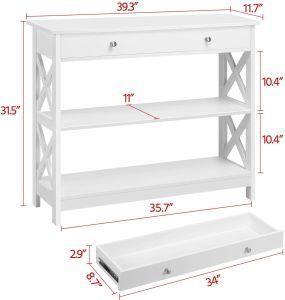 3-Tier X-Design Wooden Book Storage Shelf Drawers