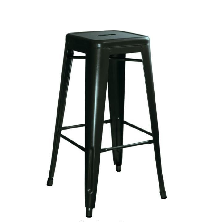 Flash Furniture Commercial Grade High Backless Black Metal Indoor-Outdoor Bar Stool with Square Seat