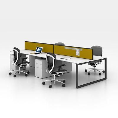 Modern Office Furniture 4 Person Design Staff Working Desk Workstations with Wood Storage