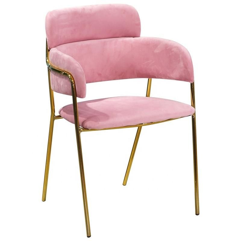 Luxury Restaurant Dining Room Furniture Modern Arm Fabric Velvet Dining Chairs with Metal Legs
