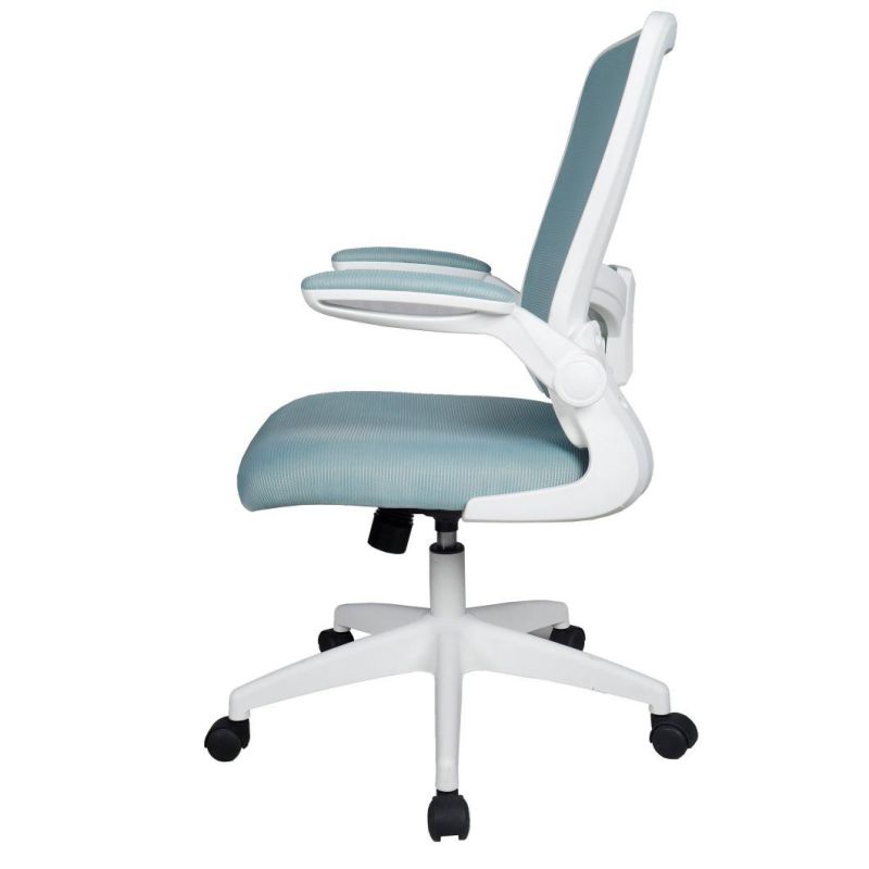 Lisung 10042 White Frame Office Folding Armrest Mesh Chair