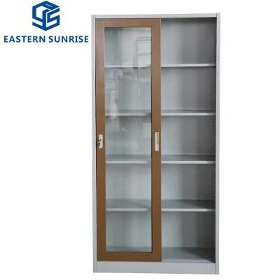 Full Height Metal Storage Cabinet with 2 Sliding Glass Doors