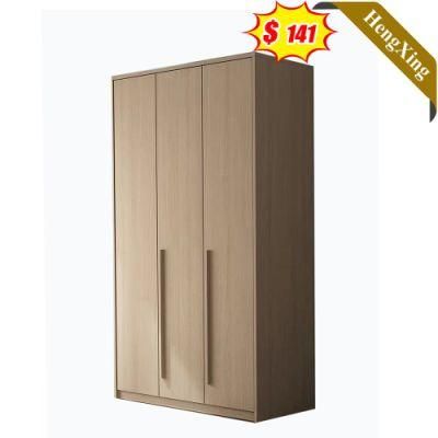Minimalist Style Log Color 3-Door Set-Closet Children Kid Bedroom Furniture Wooden Wardrobe