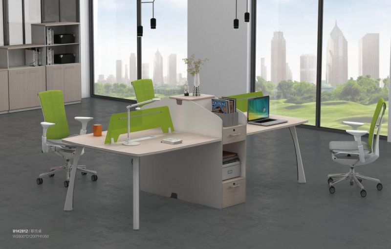 Fashion Modern Office Partition Melamine 4 Seats Staff Workstation