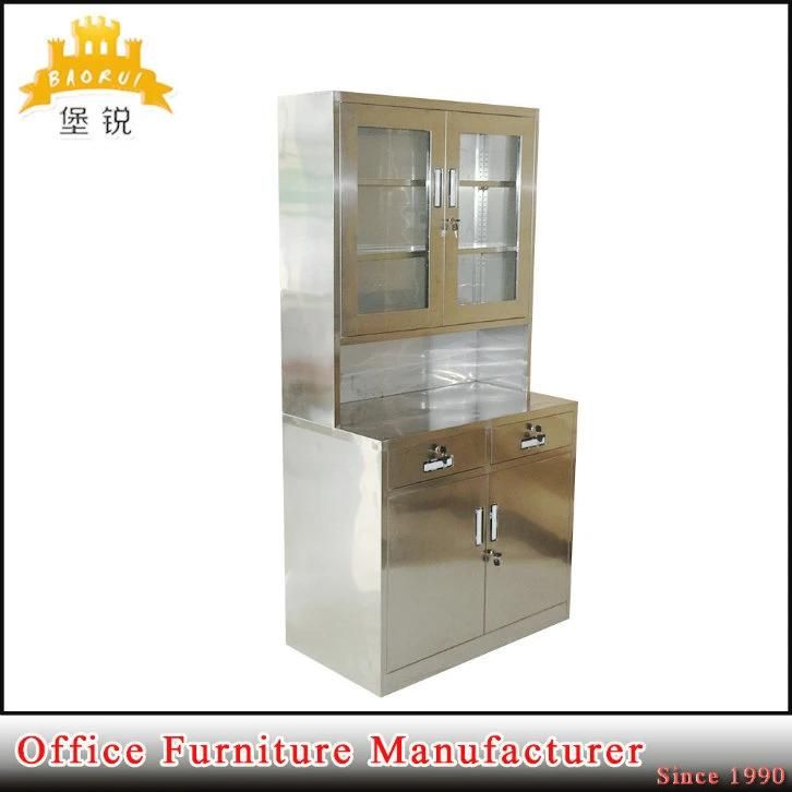 Stainless Steel Glass Door Hospital Cupboard Metal Medicine Storage Cabinet